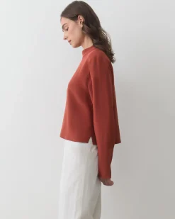 Silk Mock Neck Top